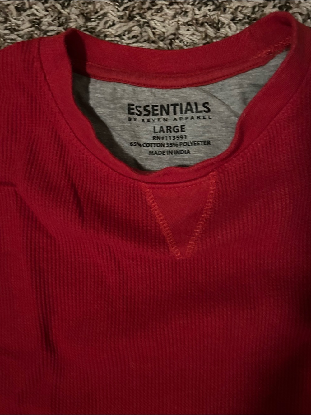Essentials Red Ribbed Long-Sleeve Top - Picture 3 of 3